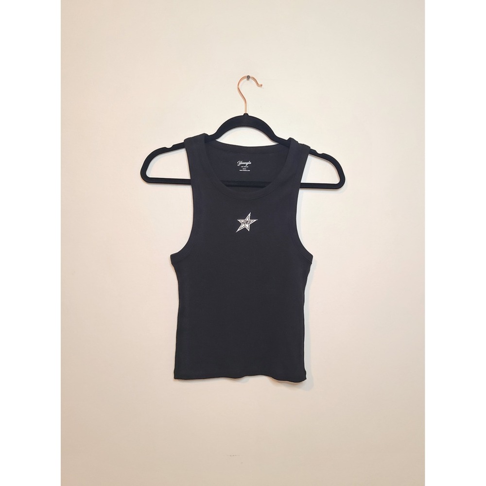 YoungLA Streak Tank Black Embroidered Star Cotton Size M
